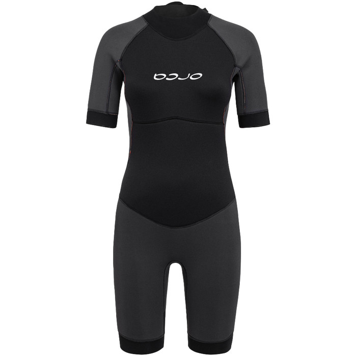 2024 Orca Womens Vitalis Back Zip Open Water Swim Shorty Wetsuit NN6Y - Black